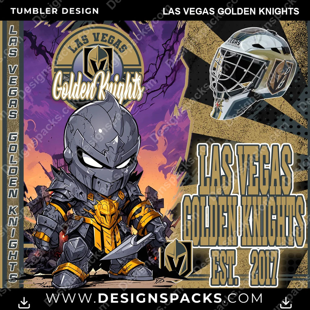 Ice Hockey Monster Mascot Las Vegas Golden Knights NHL Hockey Tumbler Digital Wrap Design Download