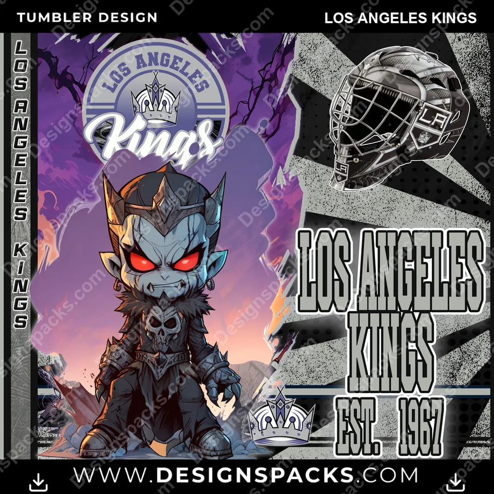 Ice Hockey Monster Mascot Los Angeles Kings NHL Hockey Tumbler Digital Wrap Design Download