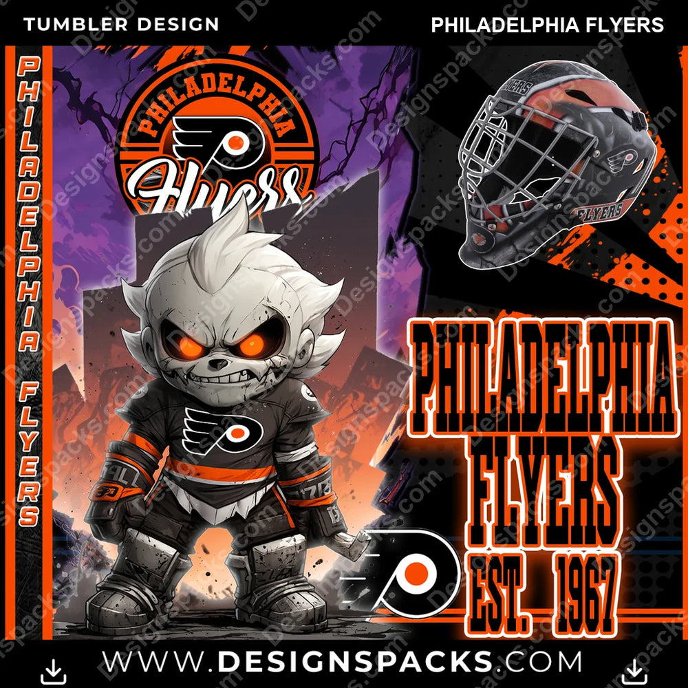 Ice Hockey Monster Mascot Philadelphia Flyers NHL Hockey Tumbler Digital Wrap Design Download