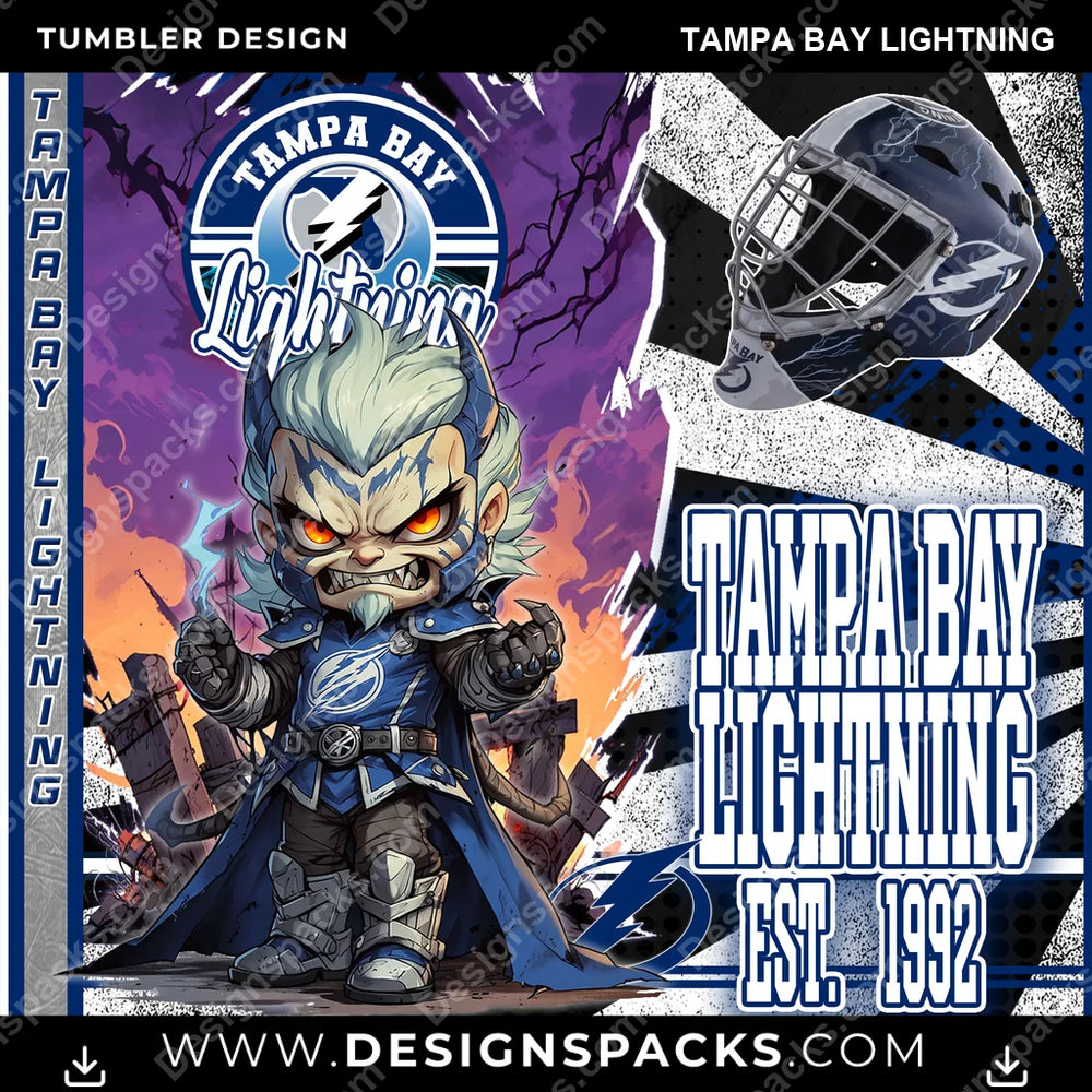 Ice Hockey Monster Mascot Tampa Bay Lightning NHL Hockey Tumbler Digital Wrap Design Download