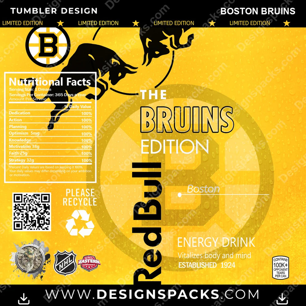 Ice Hockey Red Bull Boston Bruins NHL Hockey Tumbler Digital Wrap Design Download