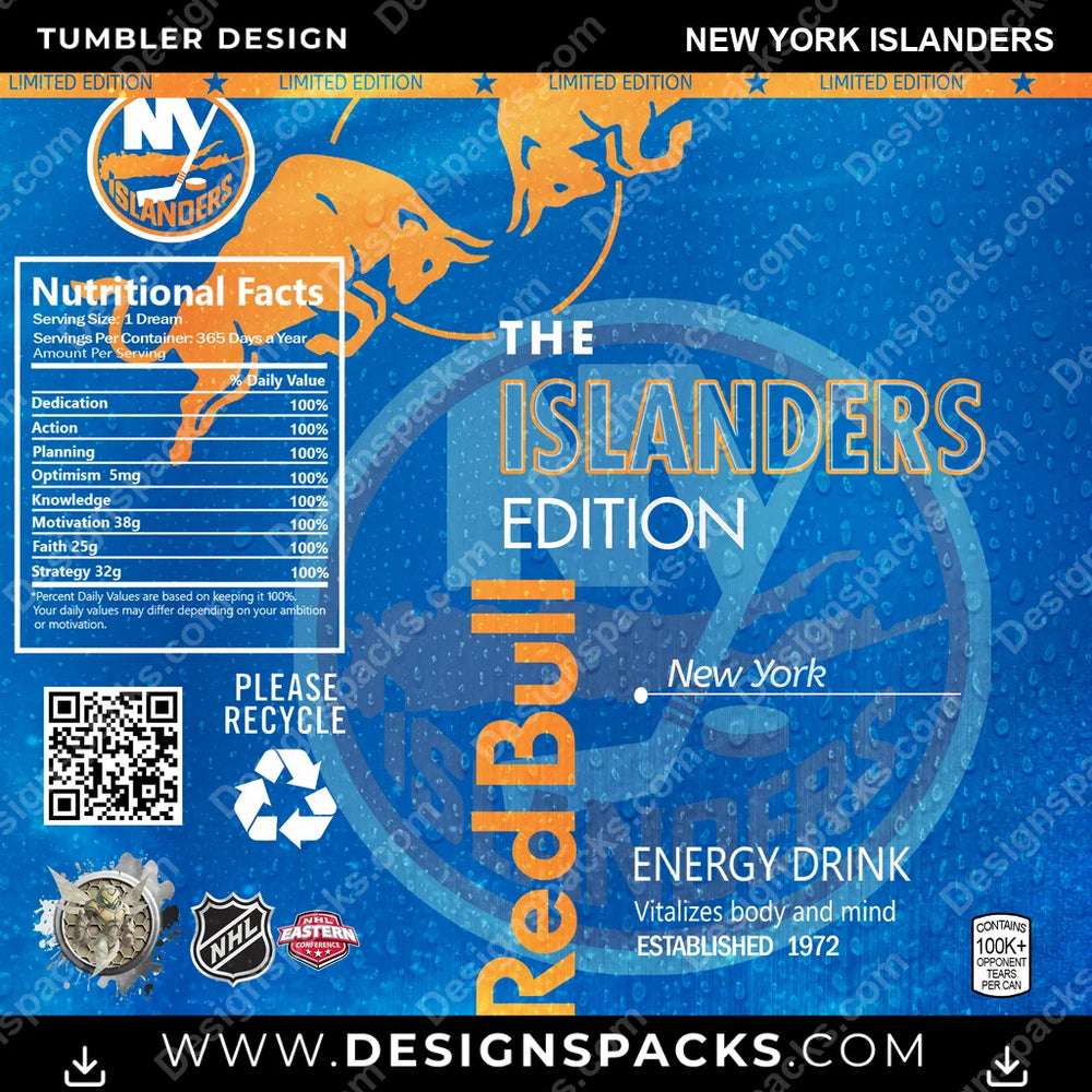 Ice Hockey Red Bull New York Islanders NHL Hockey Tumbler Digital Wrap Design Download