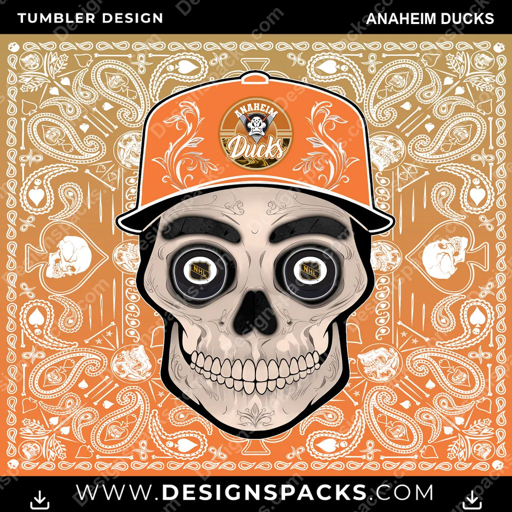 Ice Hockey Skull Handkerchief Anaheim Ducks NHL Hockey Tumbler Digital Wrap Design Download