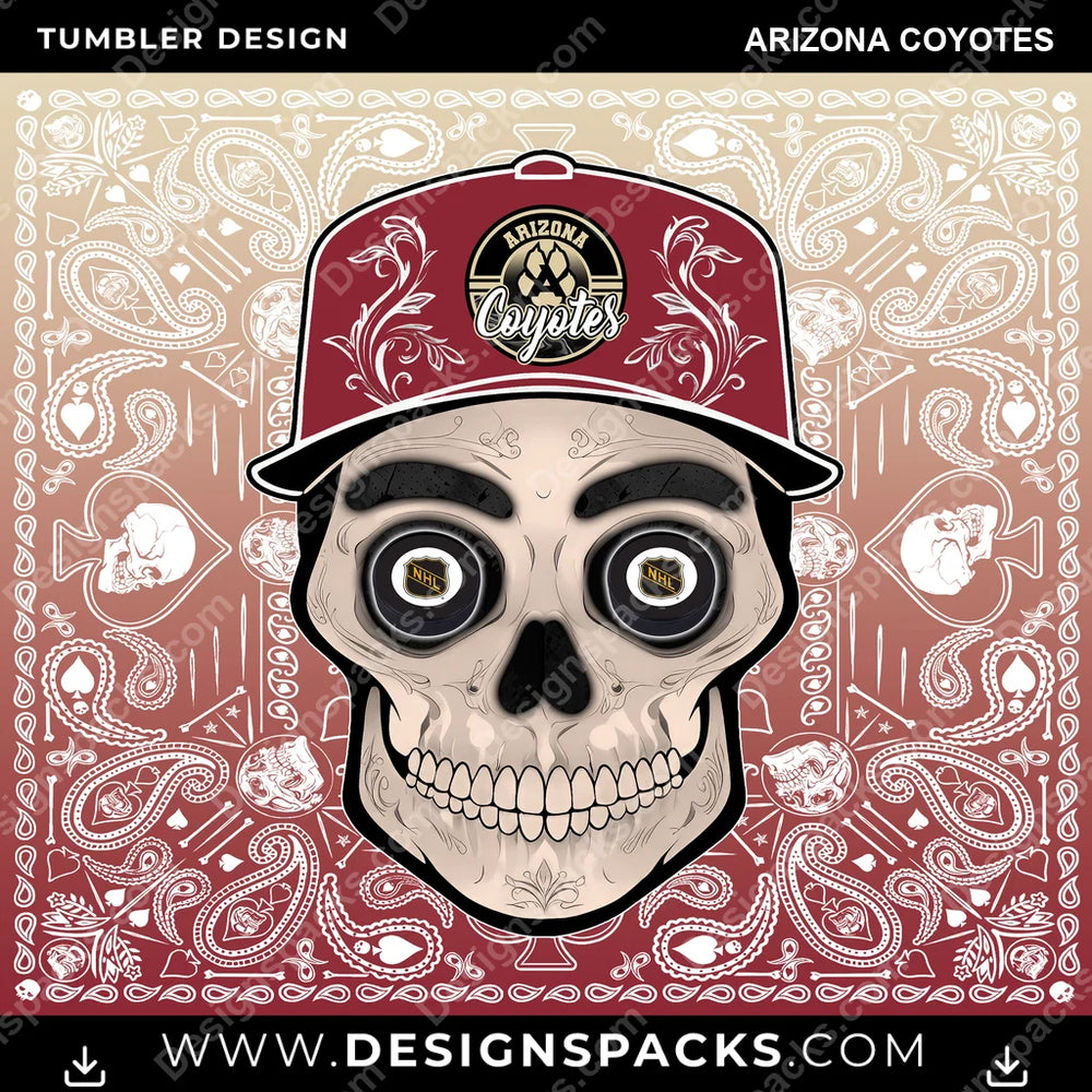 Ice Hockey Skull Handkerchief Arizona Coyotes NHL Hockey Tumbler Digital Wrap Design Download