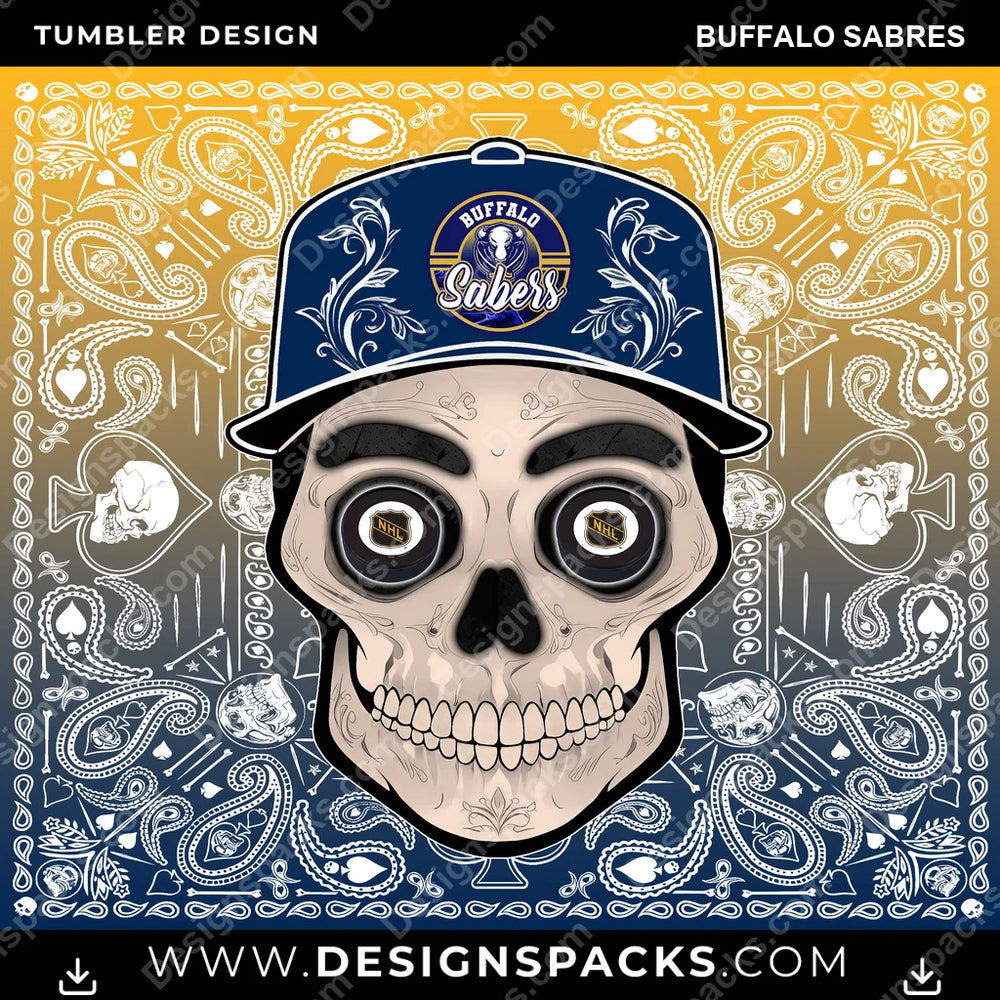 Ice Hockey Skull Handkerchief Buffalo Sabres NHL Hockey Tumbler Digital Wrap Design Download