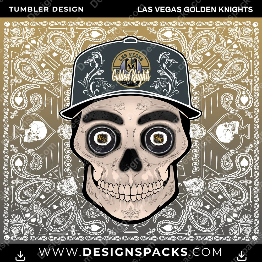 Ice Hockey Skull Handkerchief Las Vegas Golden Knights NHL Hockey Tumbler Digital Wrap Design Download