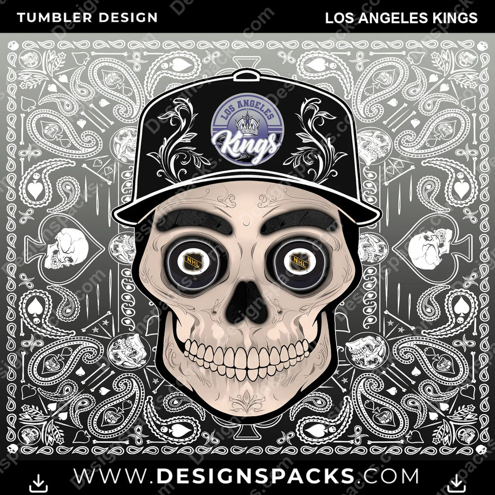 Ice Hockey Skull Handkerchief Los Angeles Kings NHL Hockey Tumbler Digital Wrap Design Download