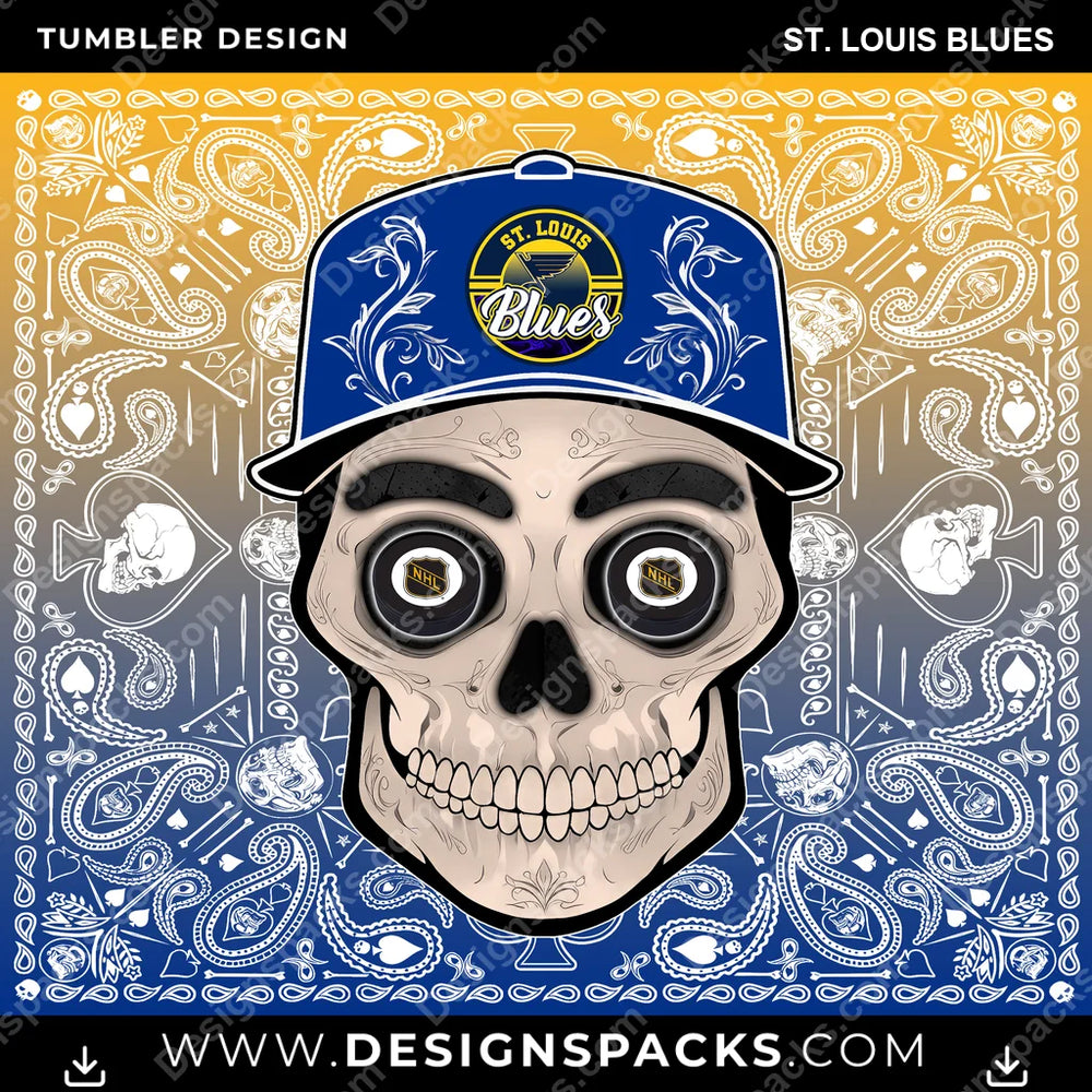 Ice Hockey Skull Handkerchief St. Louis Blues NHL Hockey Tumbler Digital Wrap Design Download