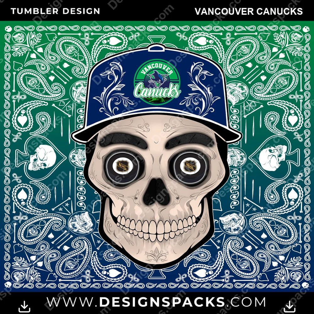 Ice Hockey Skull Handkerchief Vancouver Canucks NHL Hockey Tumbler Digital Wrap Design Download