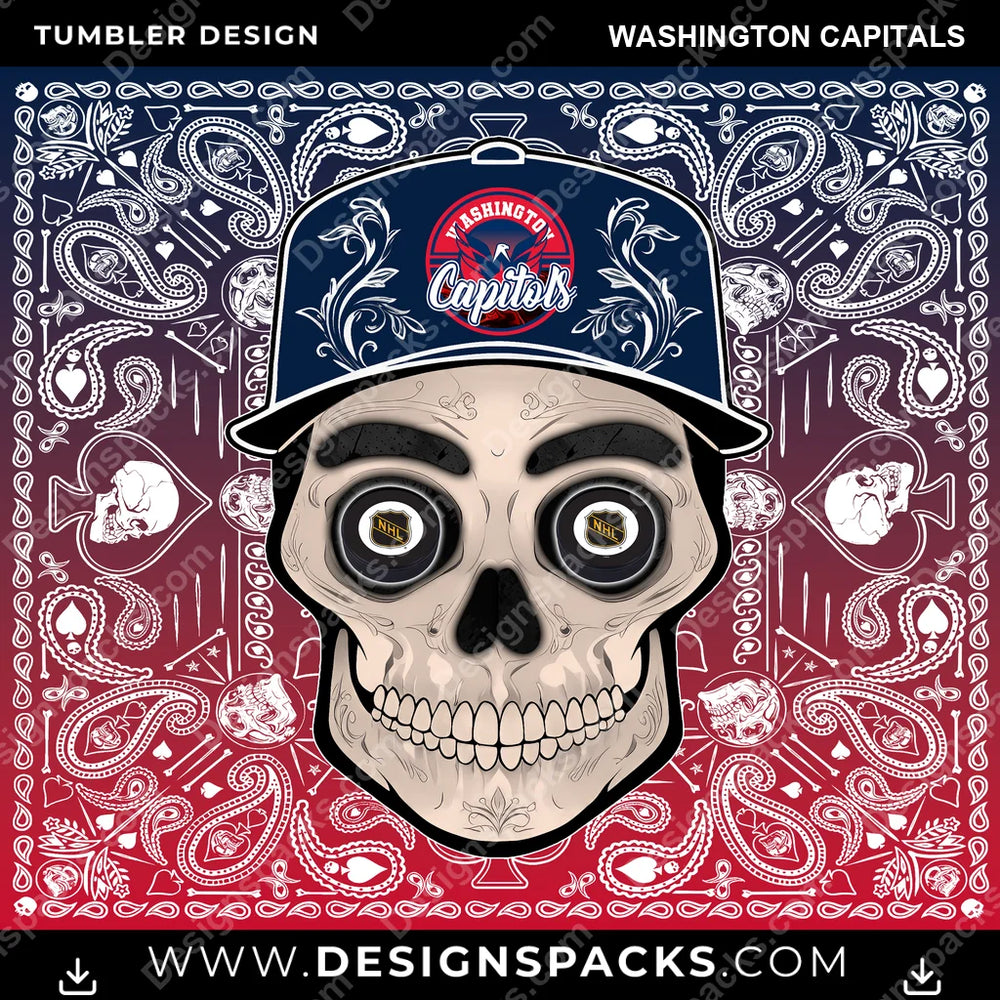 Ice Hockey Skull Handkerchief Washington Capitals NHL Hockey Tumbler Digital Wrap Design Download