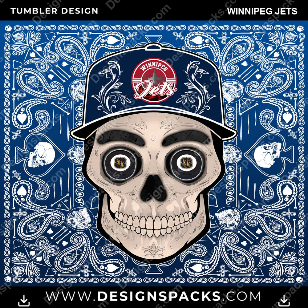 Ice Hockey Skull Handkerchief Winnipeg Jets NHL Tumbler Digital Wrap Design Download