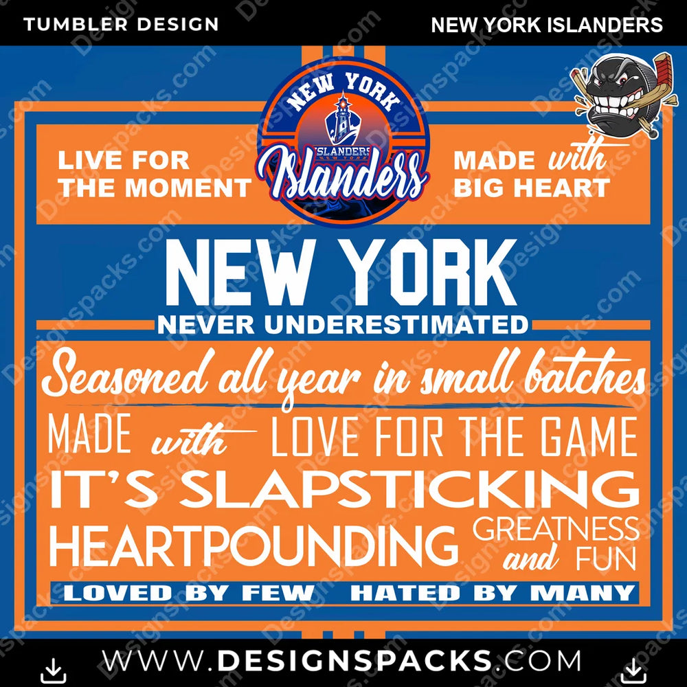 Ice Hockey Slapsticking New York Islanders NHL Hockey Tumbler Digital Wrap Design Download