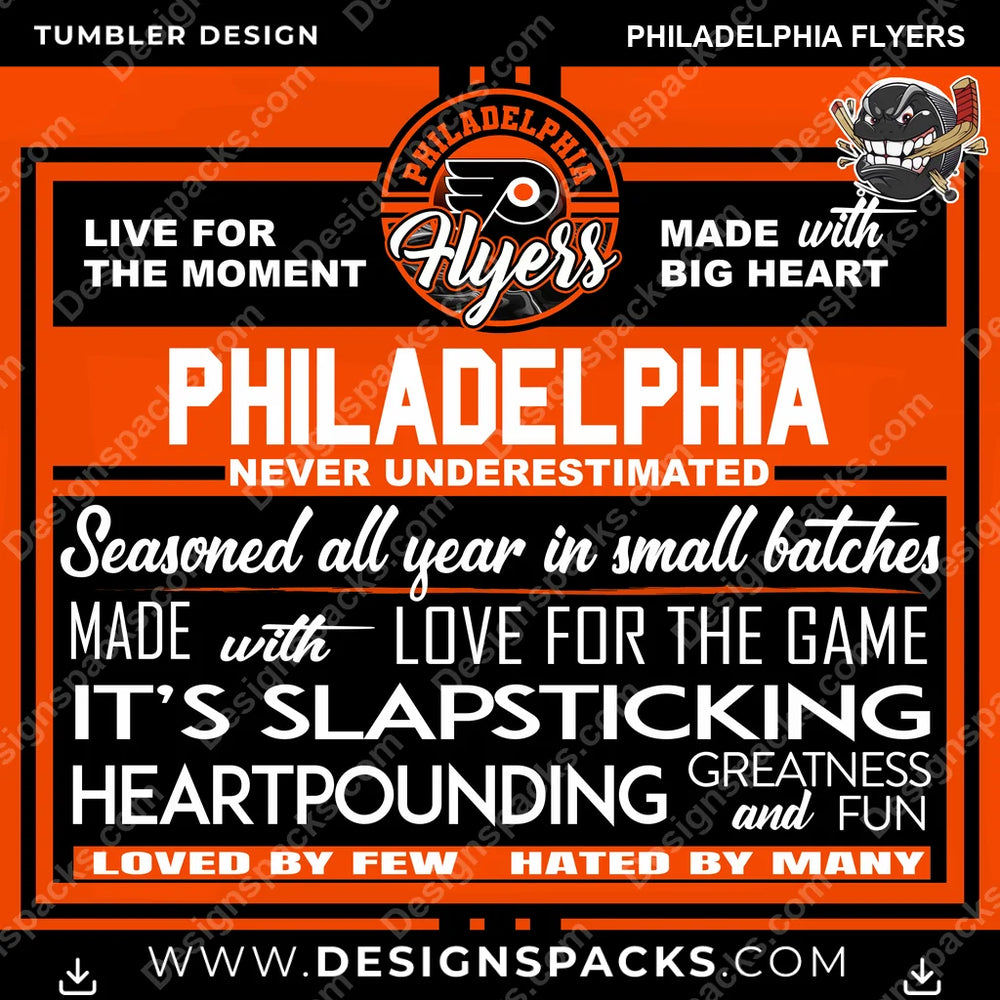 Ice Hockey Slapsticking Philadelphia Flyers NHL Hockey Tumbler Digital Wrap Design Download