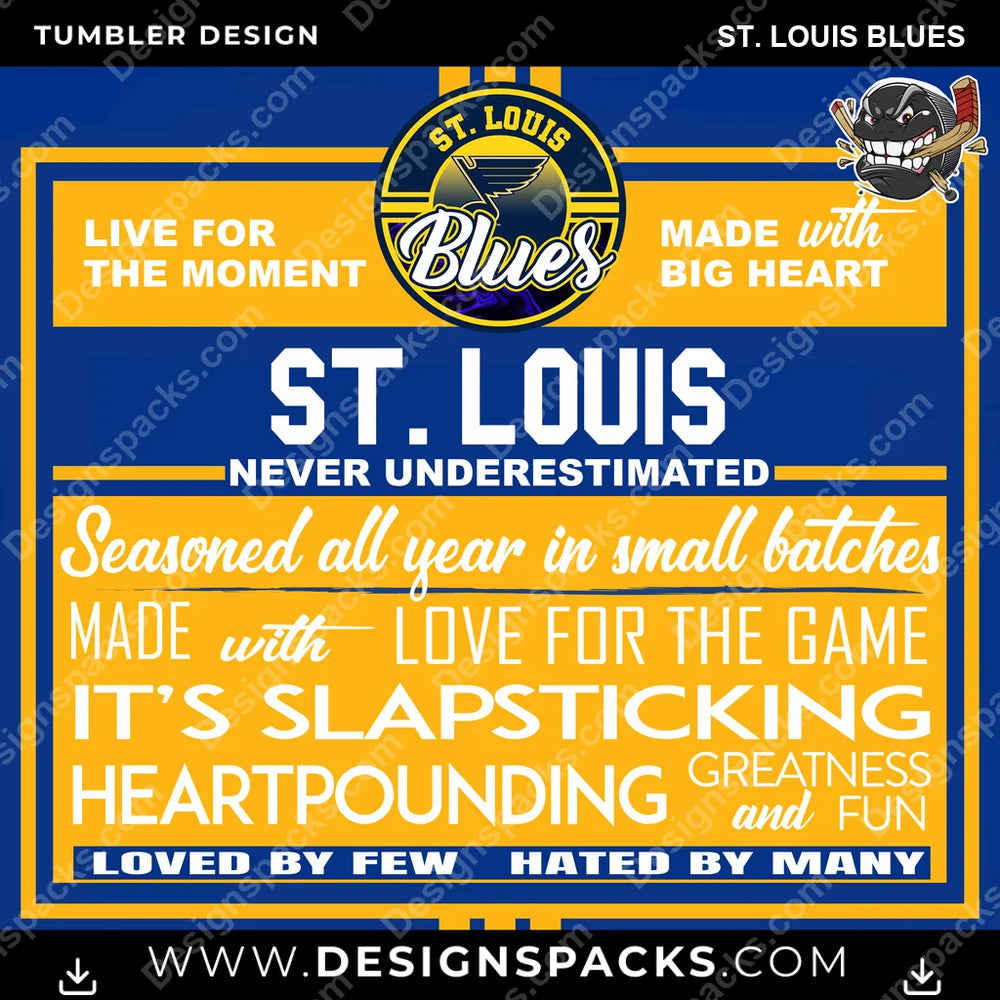 Ice Hockey Slapsticking St. Louis Blues NHL Hockey Tumbler Digital Wrap Design Download