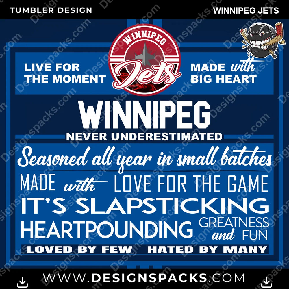 Ice Hockey Slapsticking Winnipeg Jets NHL Hockey Tumbler Digital Wrap Design Download