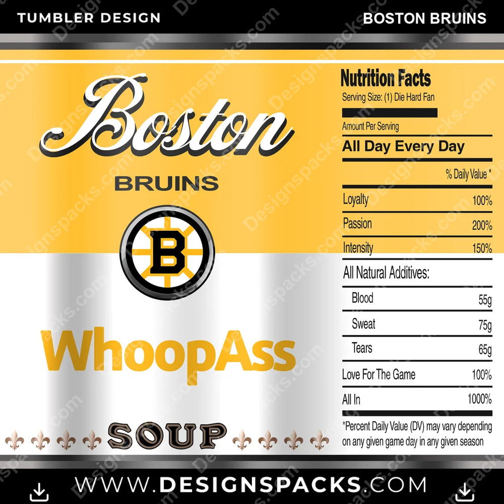 Ice Hockey Soup Can Boston Bruins NHL Hockey Tumbler Digital Wrap Design Download