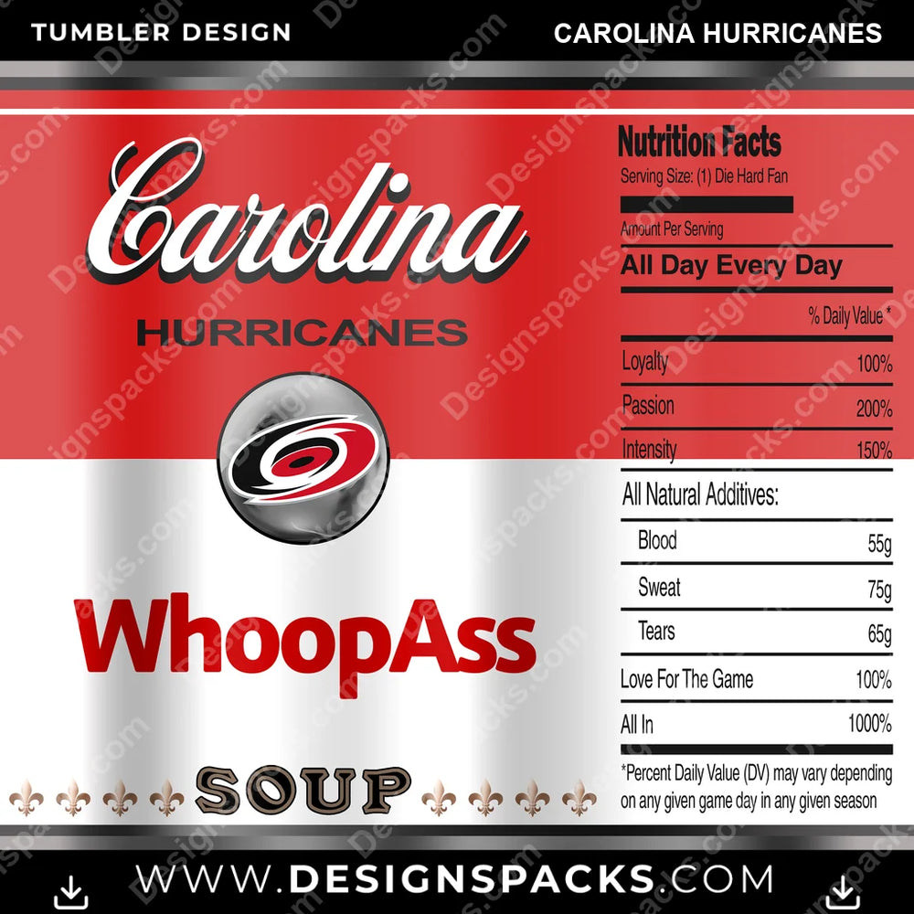 Ice Hockey Soup Can Carolina Hurricanes NHL Hockey Tumbler Digital Wrap Design Download