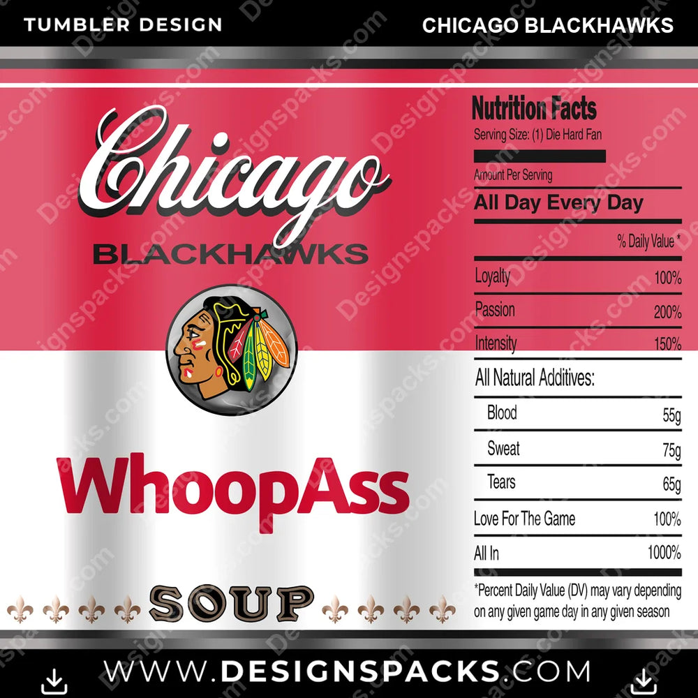 Ice Hockey Soup Can Chicago Blackhawks NHL Hockey Tumbler Digital Wrap Design Download