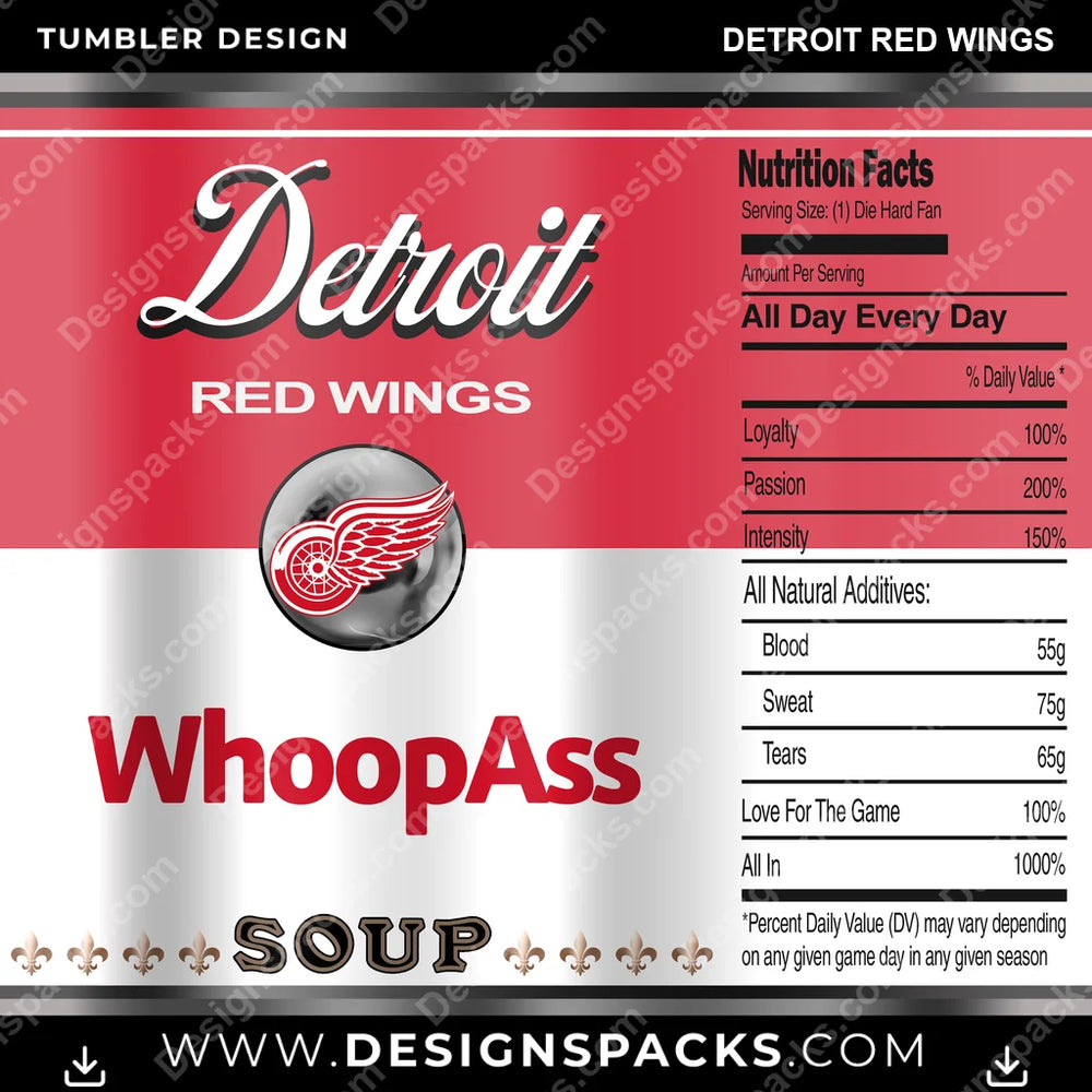 Ice Hockey Soup Can Detroit Red Wings NHL Hockey Tumbler Digital Wrap Design Download