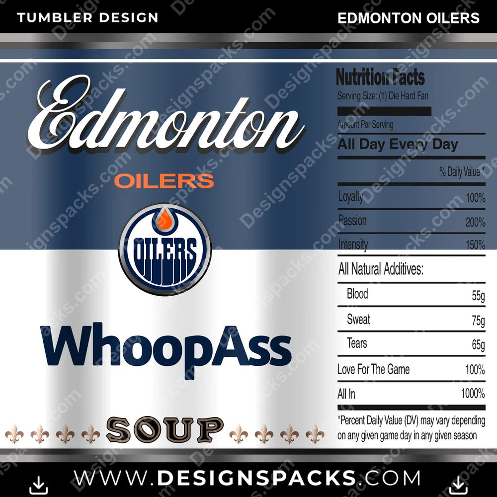 Ice Hockey Soup Can Edmonton Oilers NHL Hockey Tumbler Digital Wrap Design Download