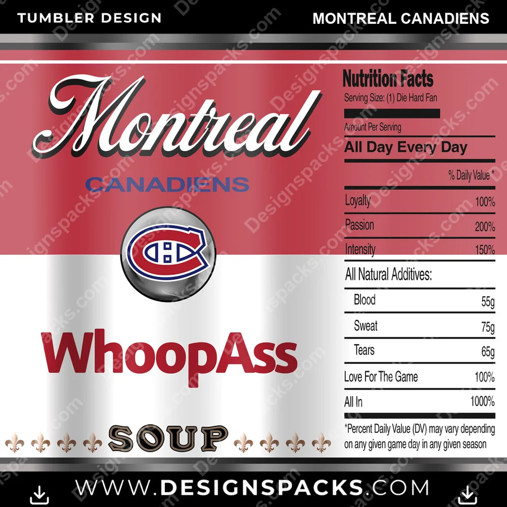 Ice Hockey Soup Can Montreal Canadiens NHL Hockey Tumbler Digital Wrap Design Download