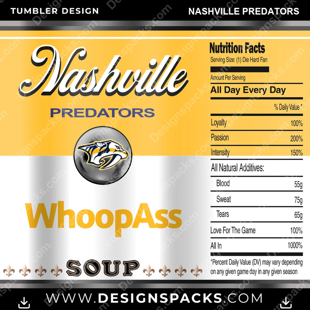 Ice Hockey Soup Can Nashville Predators NHL Hockey Tumbler Digital Wrap Design Download
