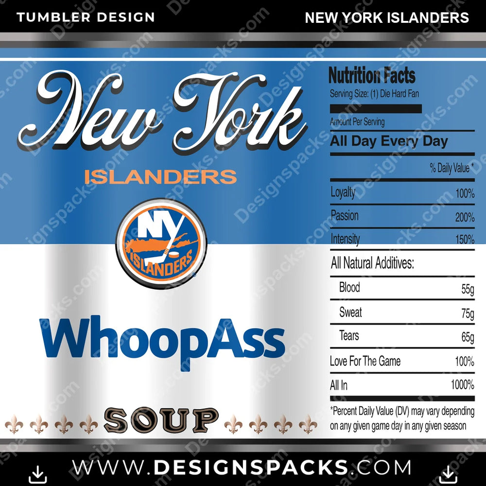 Ice Hockey Soup Can New York Islanders NHL Hockey Tumbler Digital Wrap Design Download