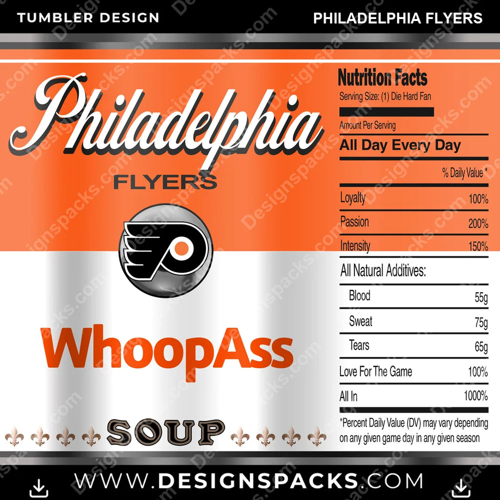 Ice Hockey Soup Can Philadelphia Flyers NHL Hockey Tumbler Digital Wrap Design Download