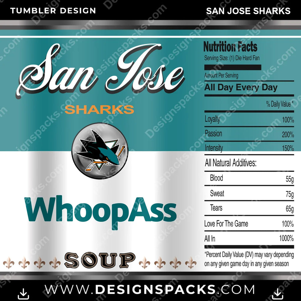 Ice Hockey Soup Can San Jose Sharks NHL Hockey Tumbler Digital Wrap Design Download