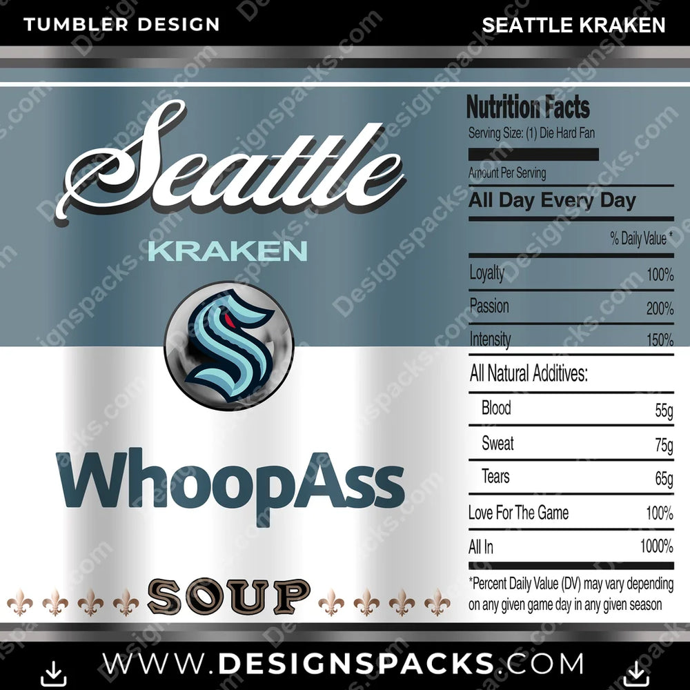 Ice Hockey Soup Can Seattle Kraken NHL Hockey Tumbler Digital Wrap Design Download