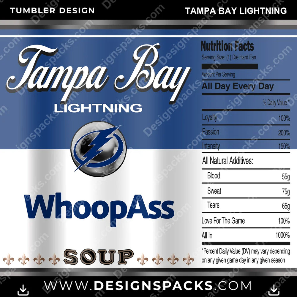 Ice Hockey Soup Can Tampa Bay Lightning NHL Hockey Tumbler Digital Wrap Design Download