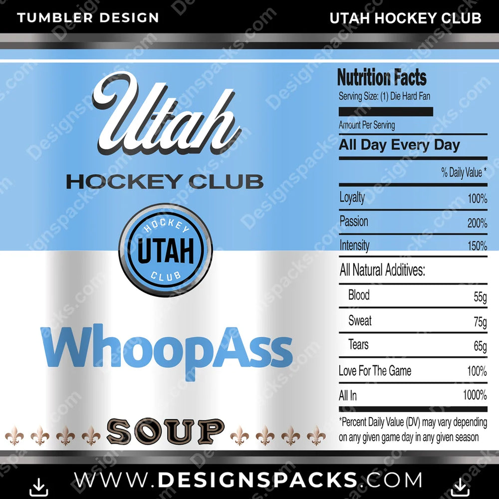 Ice Hockey Soup Can Utah Hockey Club NHL Hockey Tumbler Digital Wrap Design Download