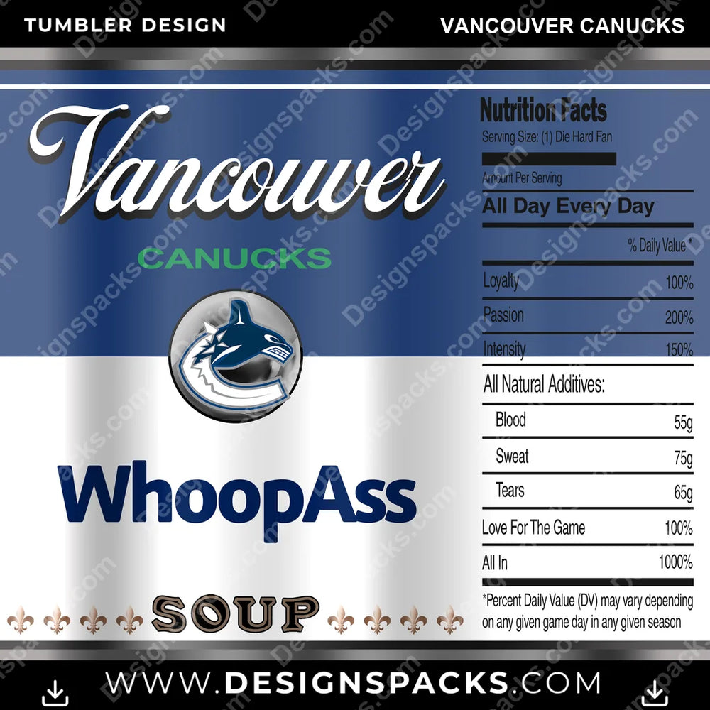 Ice Hockey Soup Can Vancouver Canucks NHL Hockey Tumbler Digital Wrap Design Download