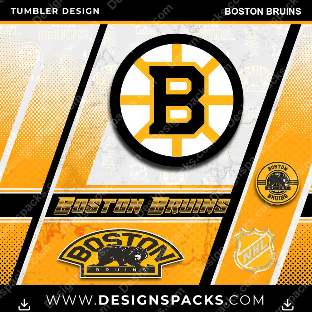 Ice Hockey Sports Boston Bruins NHL Hockey Tumbler Digital Wrap Design Download