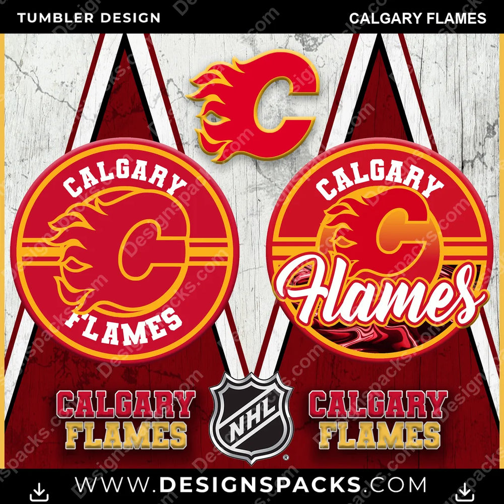 Ice Hockey Sports Calgary Flames NHL Hockey Tumbler Digital Wrap Design Download