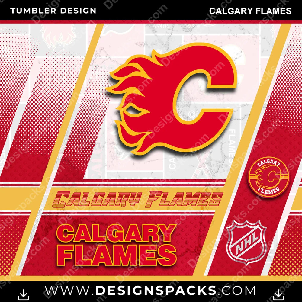 Ice Hockey Sports Calgary Flames NHL Hockey Tumbler Digital Wrap Design Download