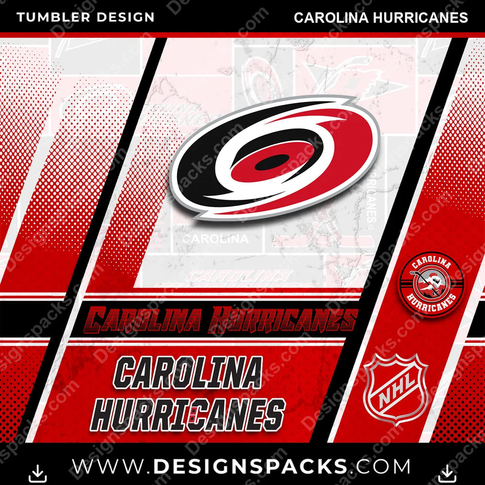 Ice Hockey Sports Carolina Hurricanes NHL Hockey Tumbler Digital Wrap Design Download