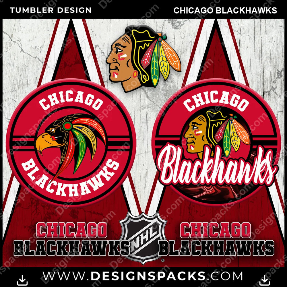 Ice Hockey Sports Chicago Blackhawks NHL Hockey Tumbler Digital Wrap Design Download