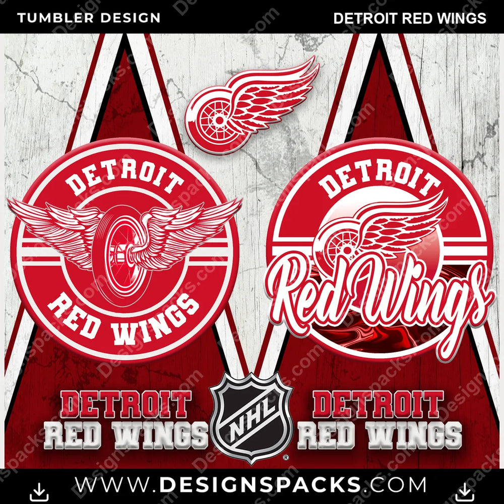 Ice Hockey Sports Detroit Red Wings NHL Hockey Tumbler Digital Wrap Design Download