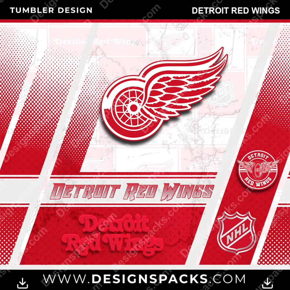 Ice Hockey Sports Detroit Red Wings NHL Hockey Tumbler Digital Wrap Design Download