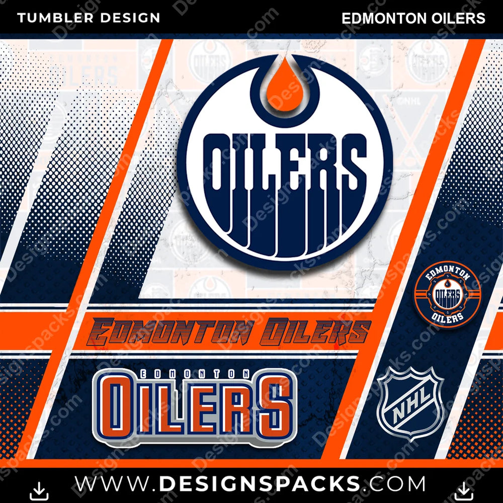 Ice Hockey Sports Edmonton Oilers NHL Hockey Tumbler Digital Wrap Design Download