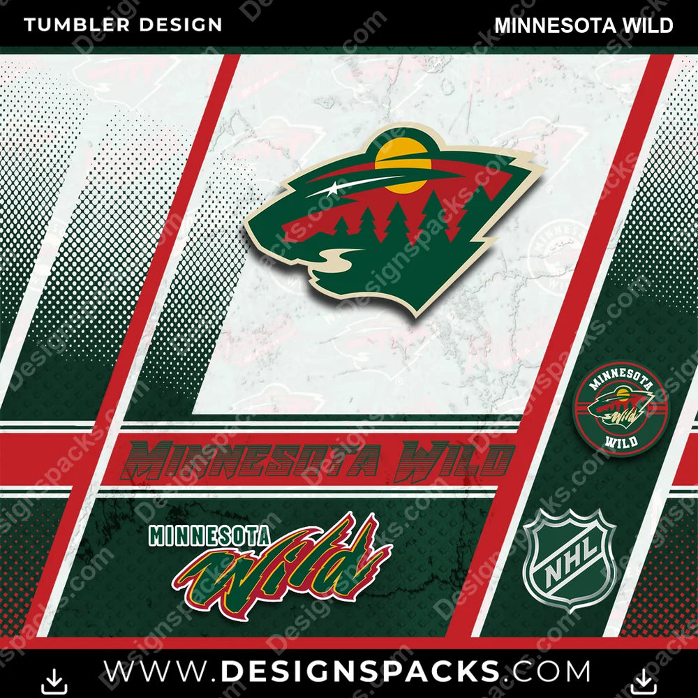 Ice Hockey Sports Minnesota Wild NHL Hockey Tumbler Digital Wrap Design Download