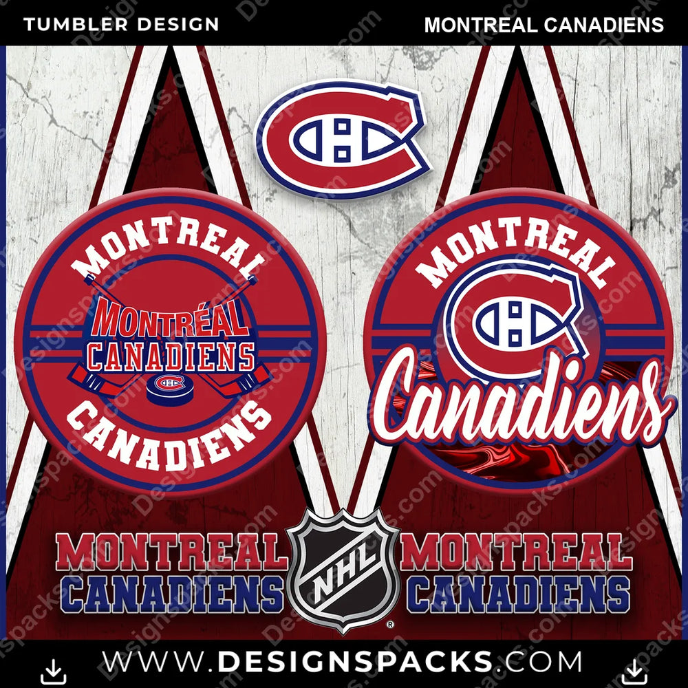 Ice Hockey Sports Montreal Canadiens NHL Hockey Tumbler Digital Wrap Design Download