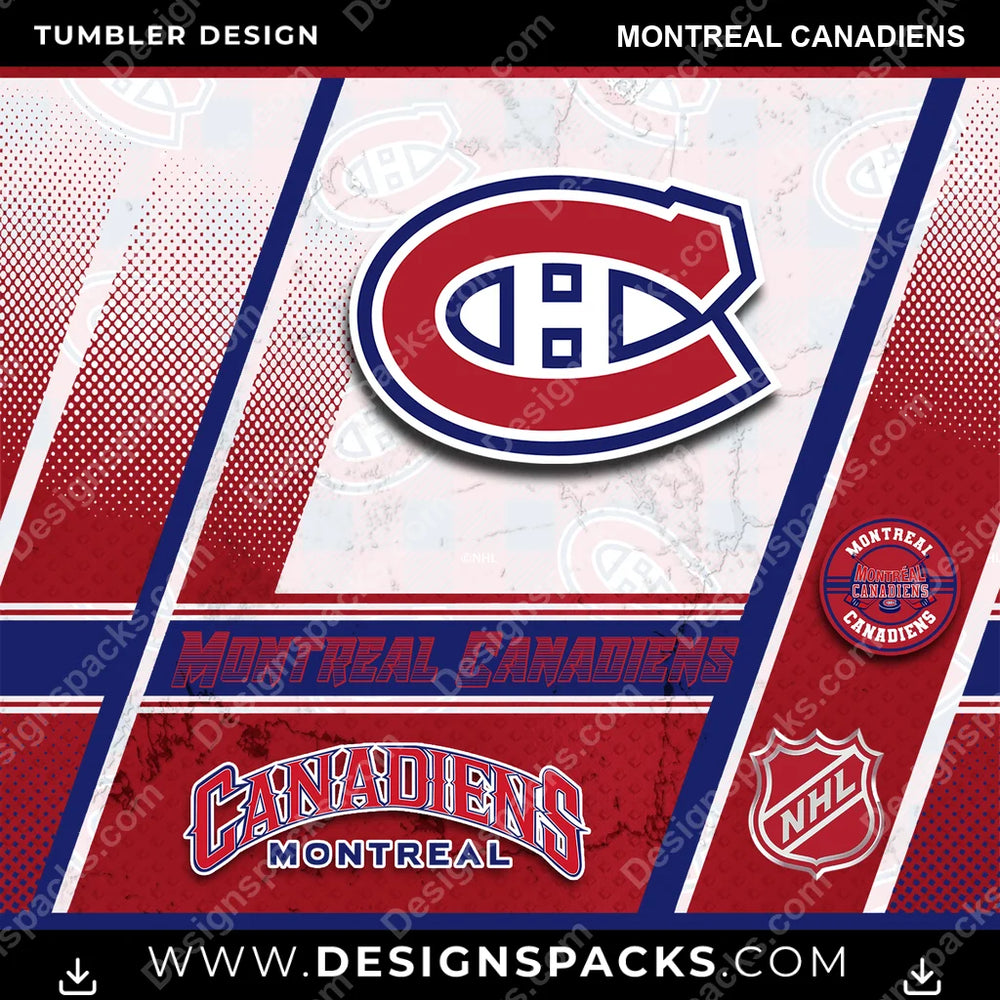Ice Hockey Sports Montreal Canadiens NHL Hockey Tumbler Digital Wrap Design Download