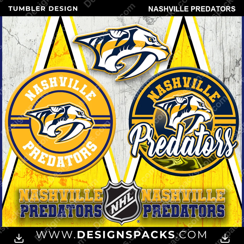 Ice Hockey Sports Nashville Predators NHL Hockey Tumbler Digital Wrap Design Download