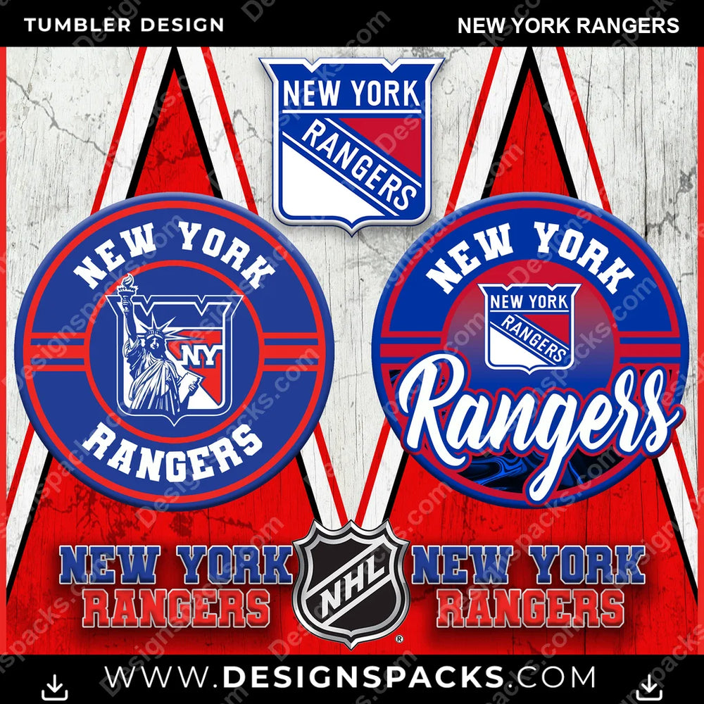 Ice Hockey Sports New York Rangers NHL Hockey Tumbler Digital Wrap Design Download