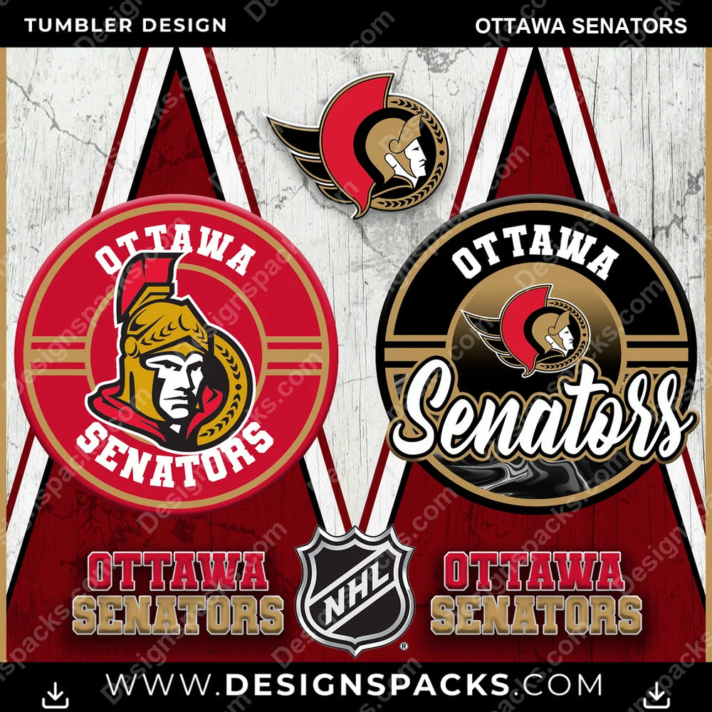 Ice Hockey Sports Ottawa Senators NHL Hockey Tumbler Digital Wrap Design Download