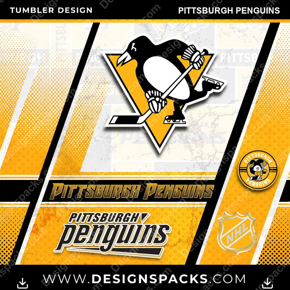 Ice Hockey Sports Pittsburgh Penguins NHL Hockey Tumbler Digital Wrap Design Download