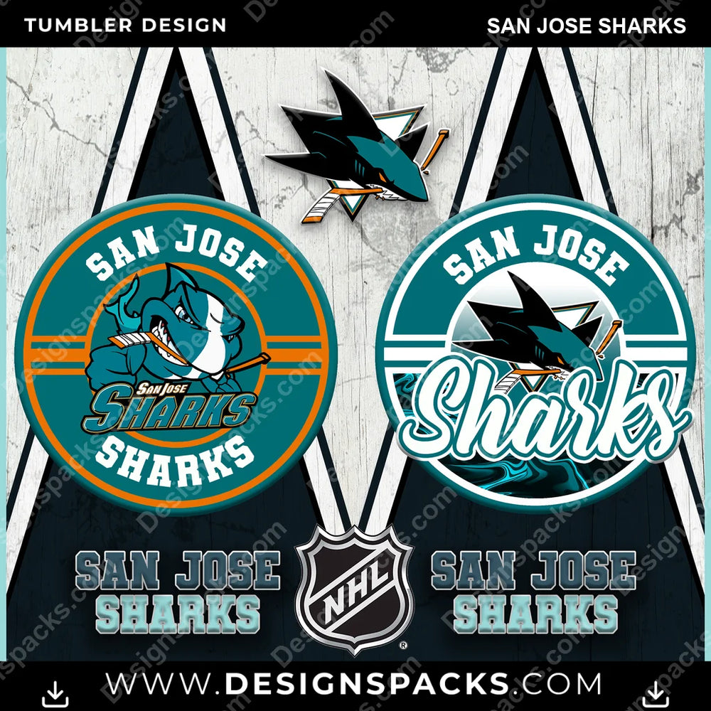 Ice Hockey Sports San Jose Sharks NHL Hockey Tumbler Digital Wrap Design Download