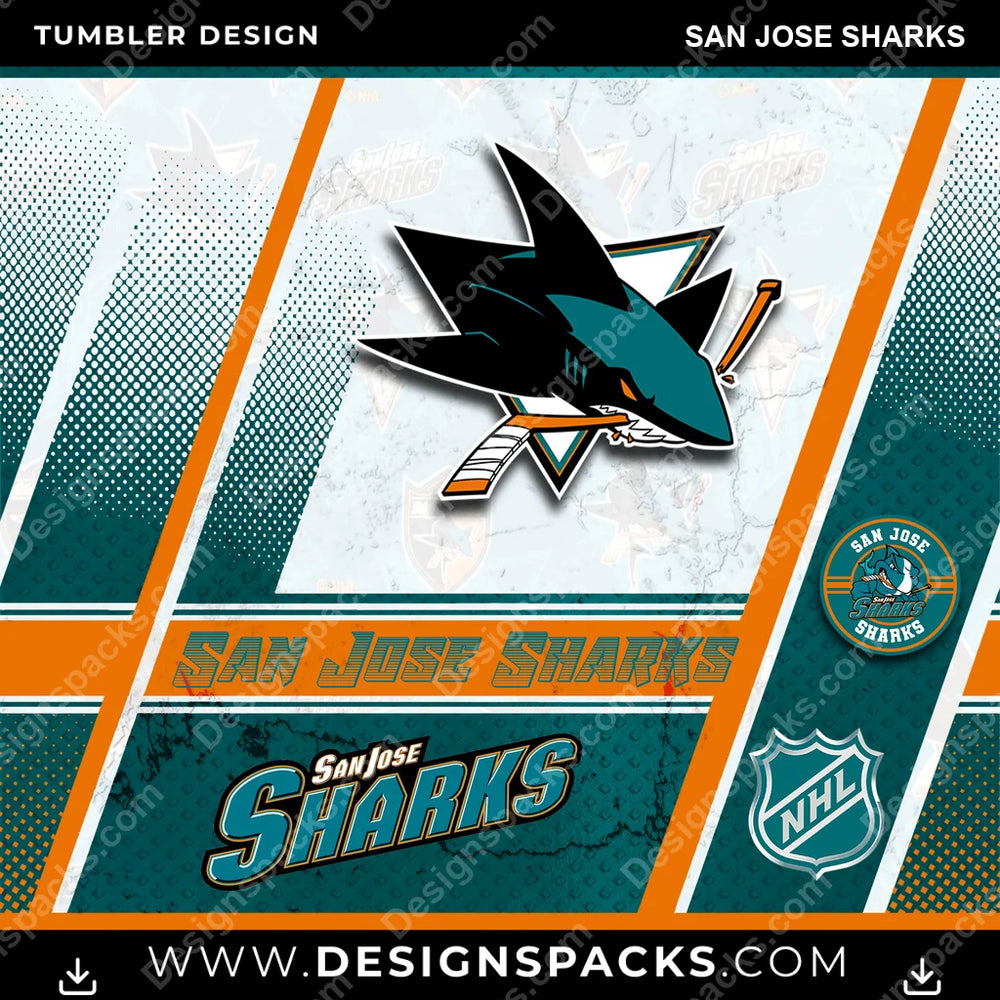 Ice Hockey Sports San Jose Sharks NHL Hockey Tumbler Digital Wrap Design Download